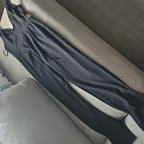 NWT TFNC London Aria Black Jumpsuit with Silver Rhinestone Accents - Picture 7 of 9